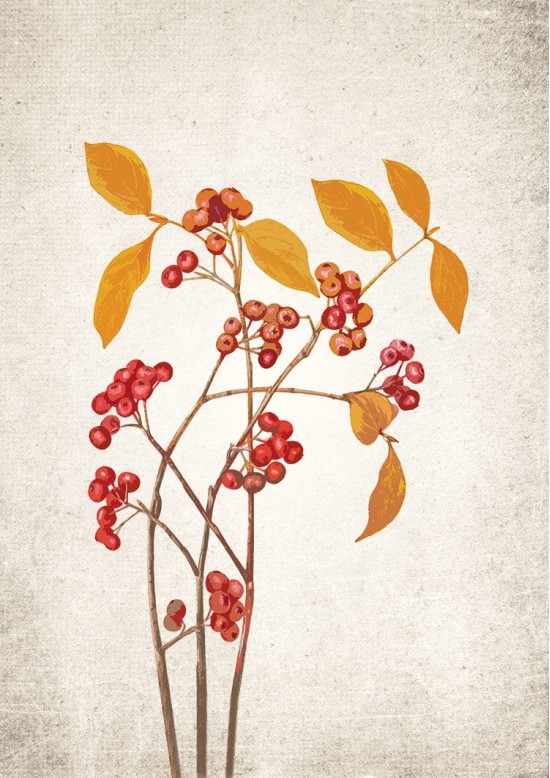 Autumn Tree with Berries Giclee Print