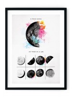 Moon Phases Colour Splash Giclee Print