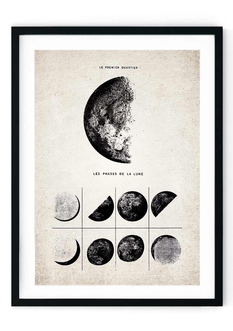 Moon Phases, Half Moon Giclee Print