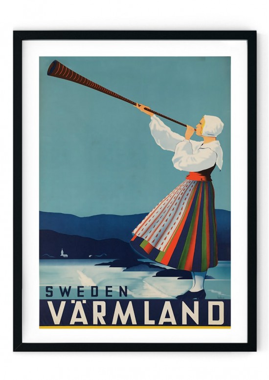 Sweden Travel Retro Giclee Poster Sweden Travel Retro Giclee Poster