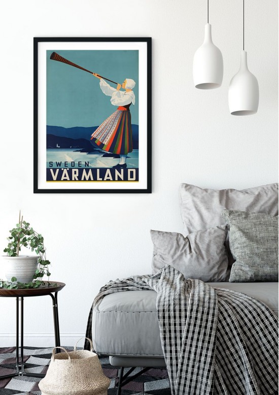 Sweden Travel Retro Giclee Poster Sweden Travel Retro Giclee Poster