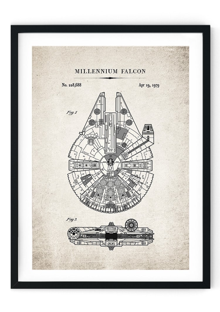 Millennium Falcon Antique Patent Giclee Print