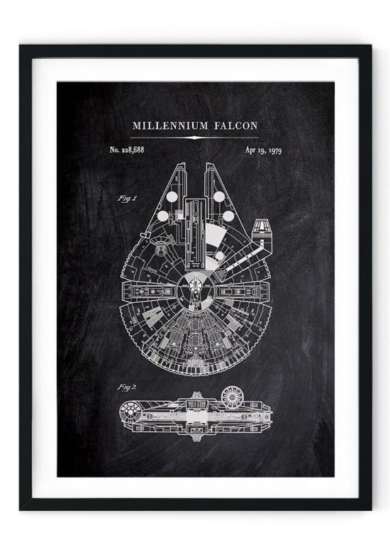 Millennium Falcon Chalkboard Patent Giclee Print