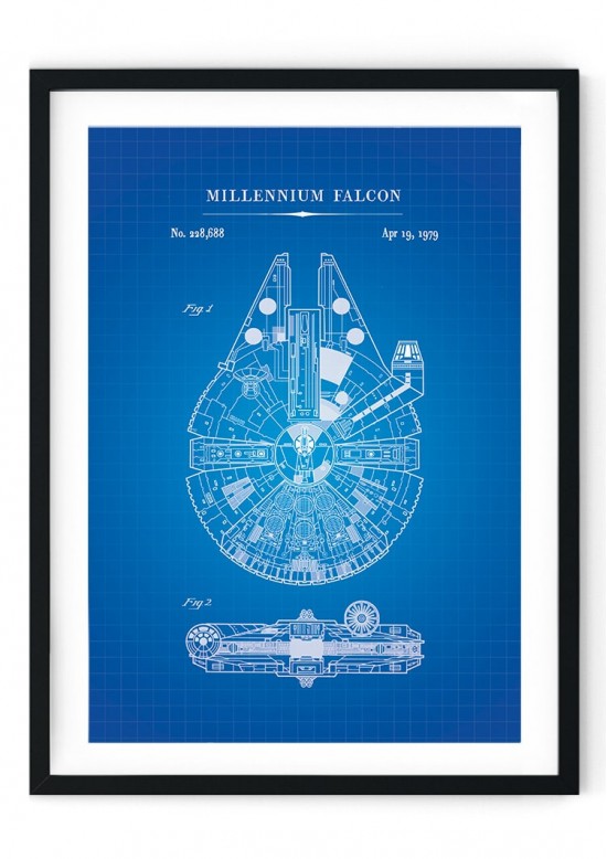 Millennium Falcon Blueprint Patent Giclee Print