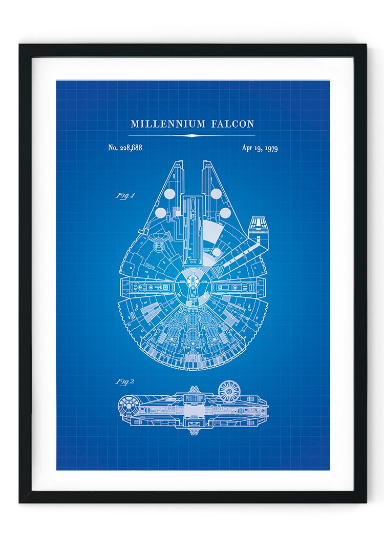 Millennium Falcon Blueprint Patent Giclee Print