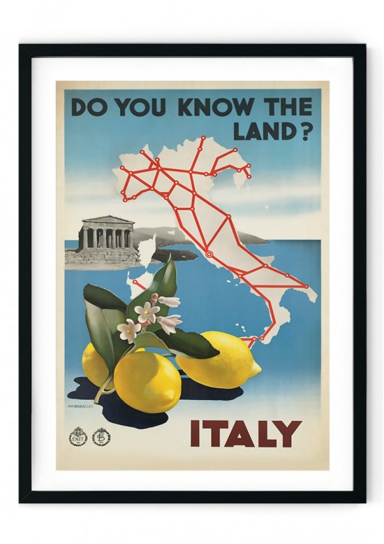 Italy Travel Retro Giclee Poster Italy Travel Retro Giclee Poster