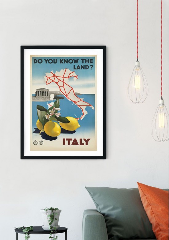 Italy Travel Retro Giclee Poster Italy Travel Retro Giclee Poster