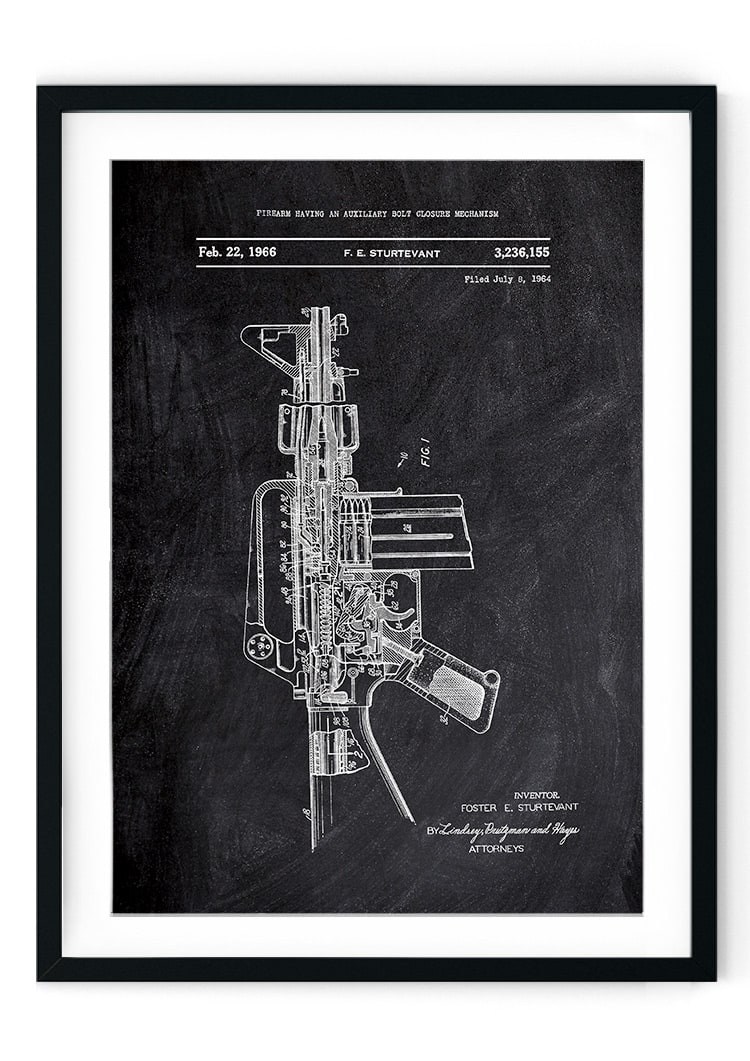 M4 Gun Chalkboard Patent Giclee Print