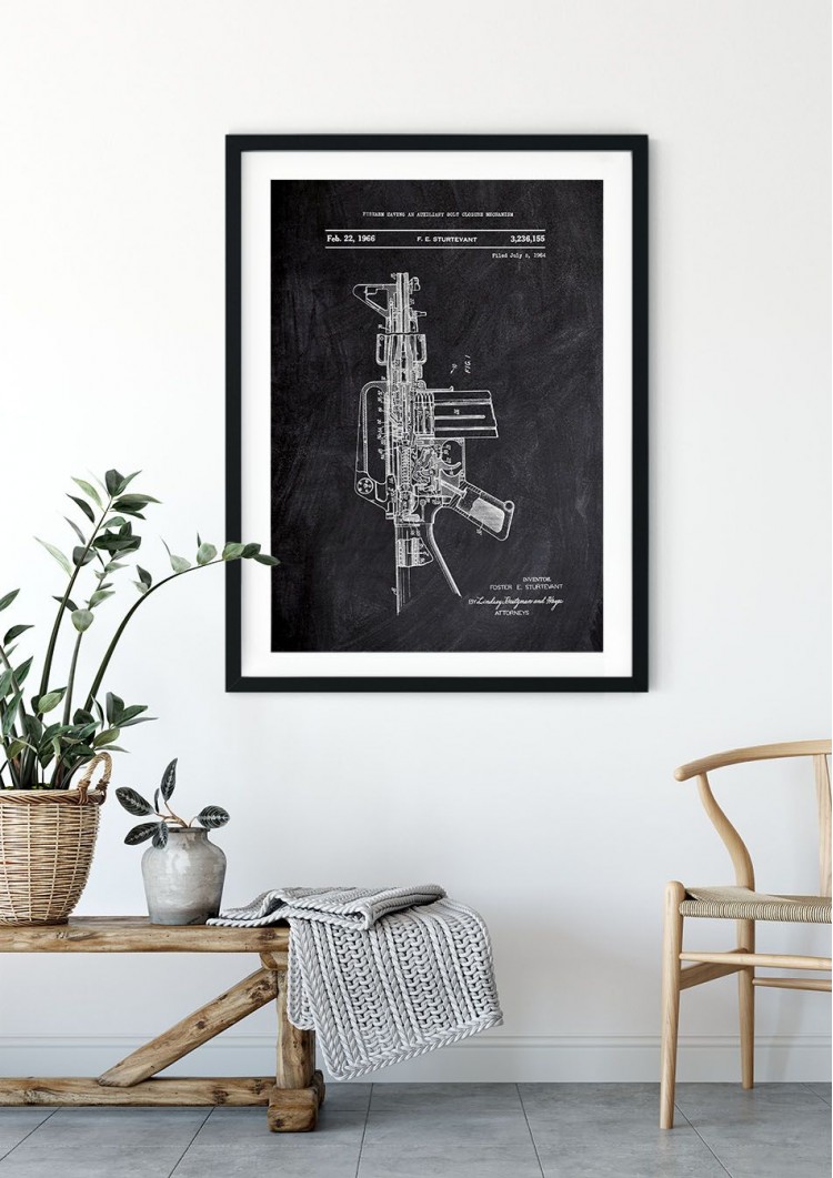 M4 Gun Chalkboard Patent Giclee Print