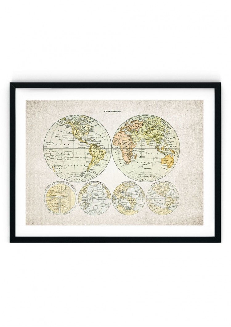1800s World Map Giclee Print